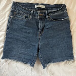 Signature by Levi Strauss Bermuda Jean Shorts Frayed Hem